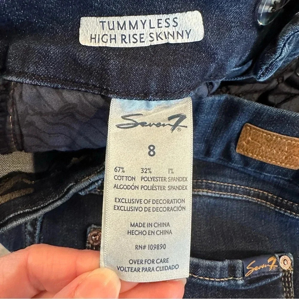 Seven7 High Rise Tummyless Skinny Dark Wash Denim Jeans Size 8 - Picture 6 of 12